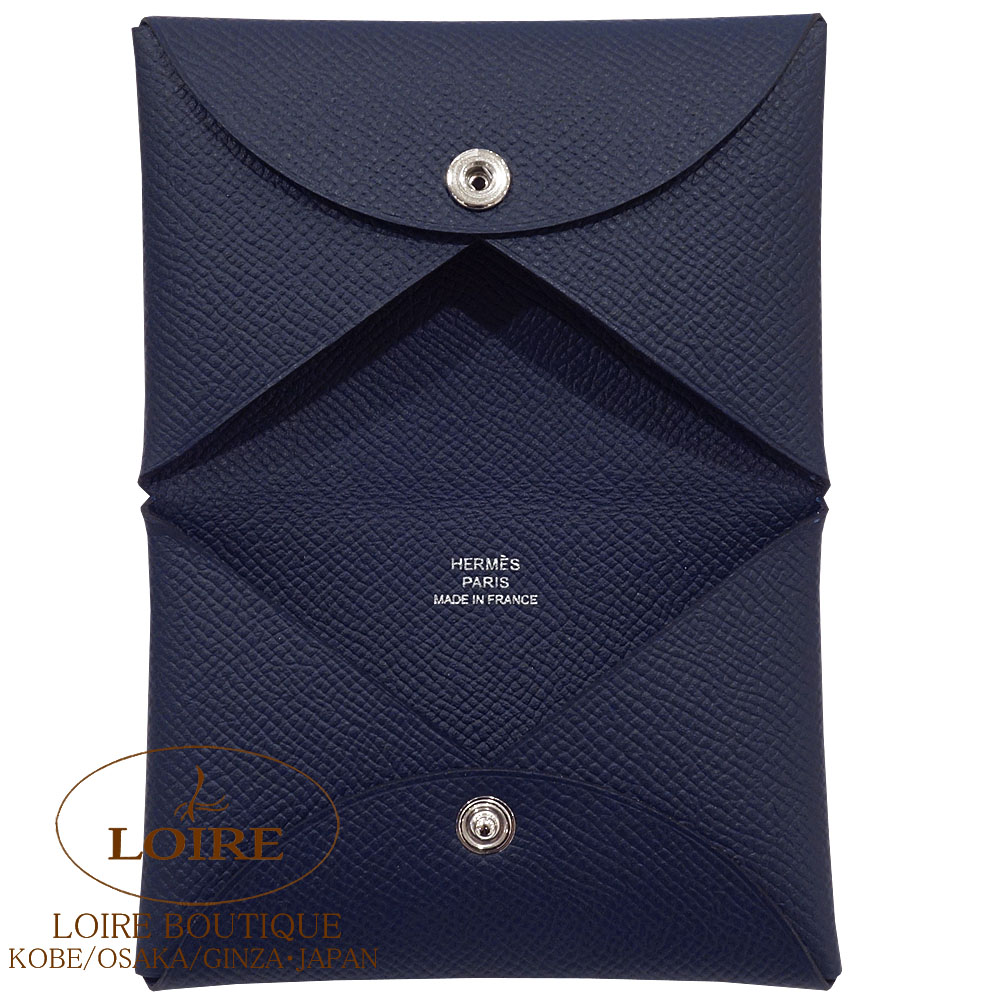 エルメス<br>カルヴィ カードケース<br>ブルーインディゴ<br>エプソン