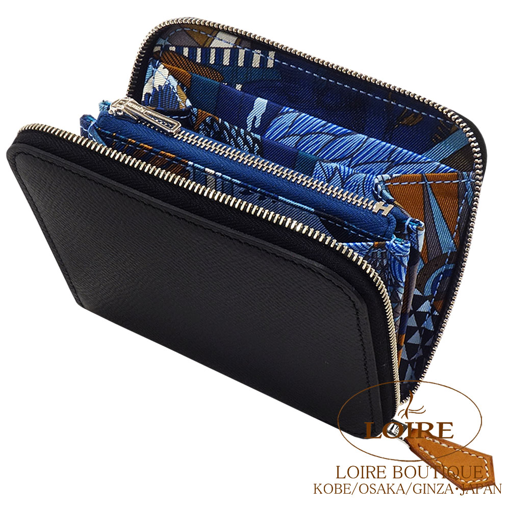 エルメス<br>アザップ シルクイン コンパクト<br>クロ×ブルー エルメス<br>アザップ シルクイン コンパクト<br>クロ×ブルー