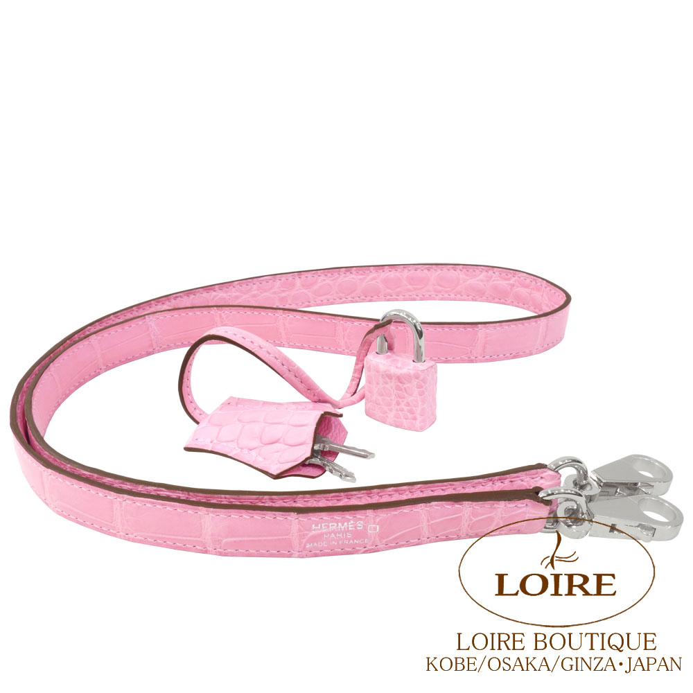 極美品✨HERMES シャイニングクロコ　ケリー　バングル　ピンク エルメス ケリー25/外縫い ローズシェヘラザード クロコダイル