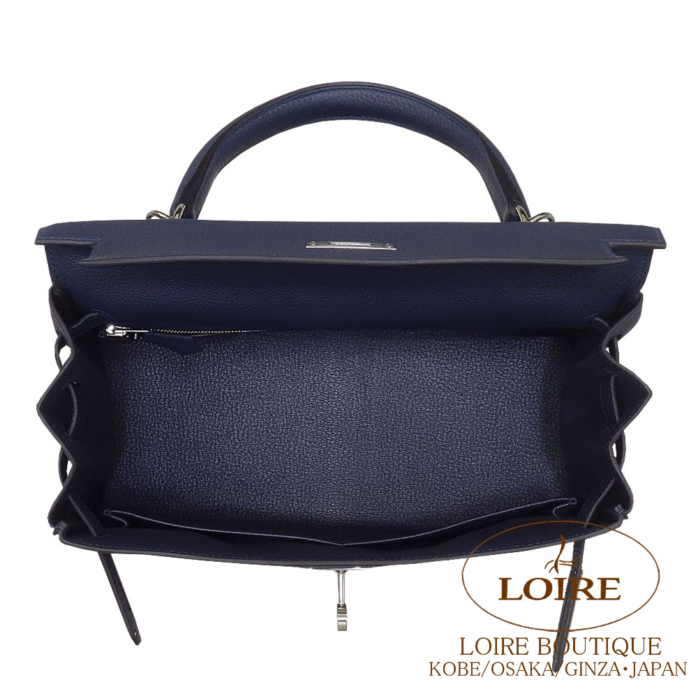 Noir エルメス ケリーベルト ブルーニュイ エルメス<br>ケリー 28cm 内縫い<br>ブルーニュイ<br>トゴ<br