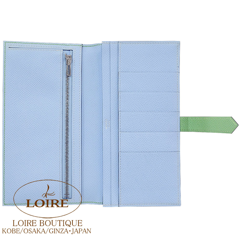 新品 HERMES エルメス べアンスフレ ヴェールクリケット×ブルーブリュム エルメス<br>ベアン スフレ<br>ヴェルソ<br>ヴェールクリケット