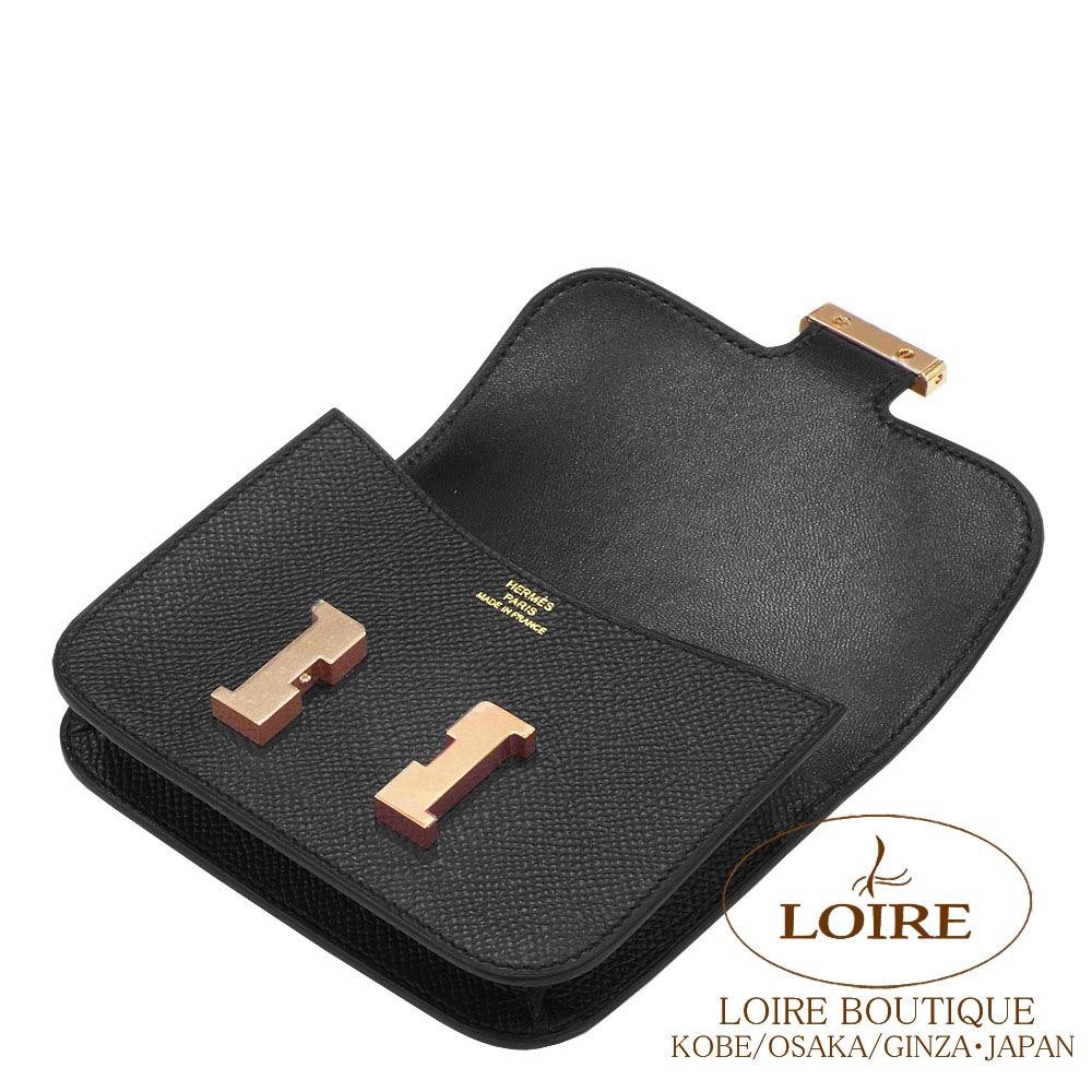 エルメス コンスタンススリム W刻印 黒 ローズゴールド金具 エプソン 新品 エルメス コンスタンススリム ヴォーエプソン 財布 ブラック