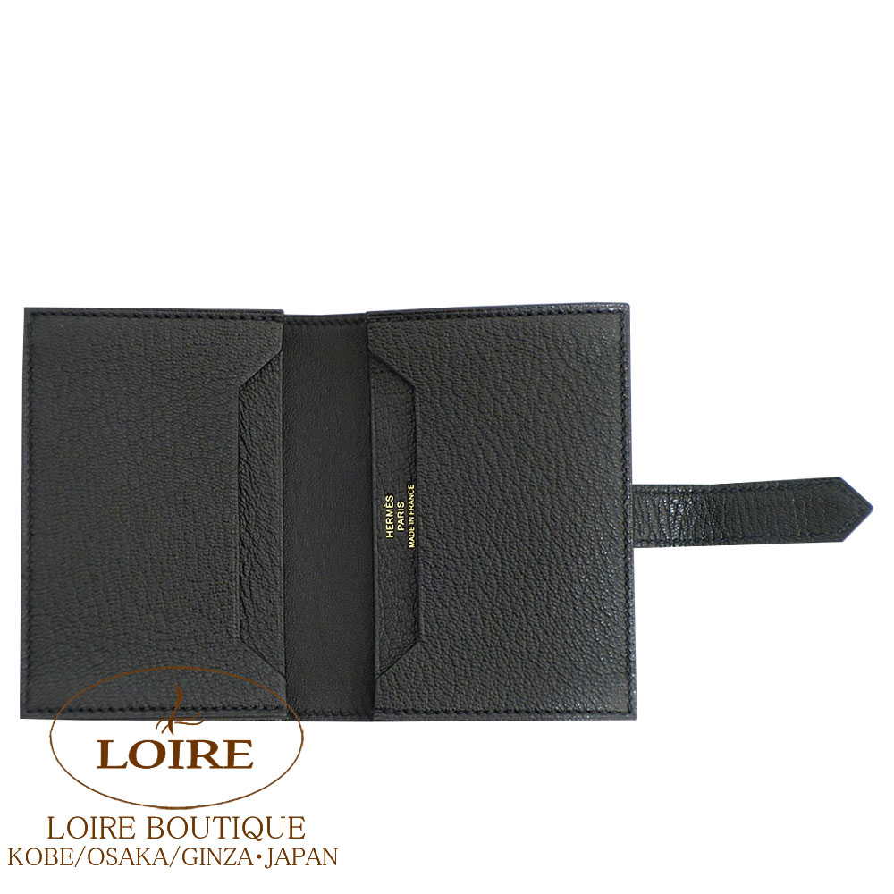 【Gold × シルバー金具】HERMES ベアン カードホルダー エルメス<br>ベアン カードケース<br>クロ<br>シェーブル<br