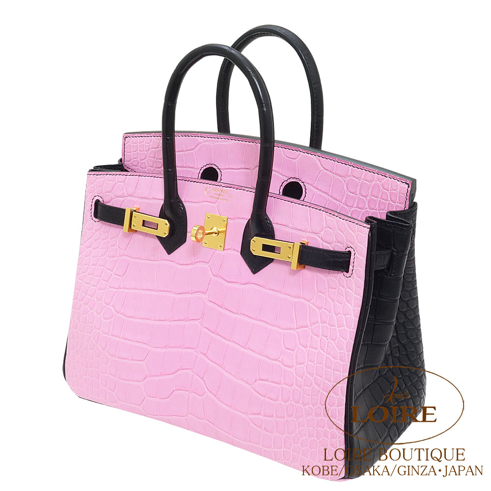 みこさま専用　エルメス　クロコ　ピンク　シルバー金具　バングル　ドゥブルトゥール エルメス<br>バーキン 25cm<br>パーソナル<br>ピンク×クロ<br