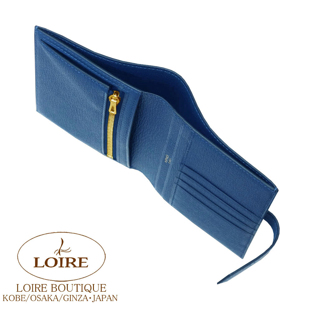 エルメス<br>ベアン コンパクト<br>ディープブルー<br>オーストリッチ