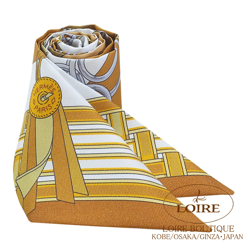 美品！！エルメスツイリー馬勒とチャーム　ロデオ柄　キャラメル　白　ブロンズ エルメス<br>トゥイリー<br>馬勒とチャーム<br>キャラメル×シロ