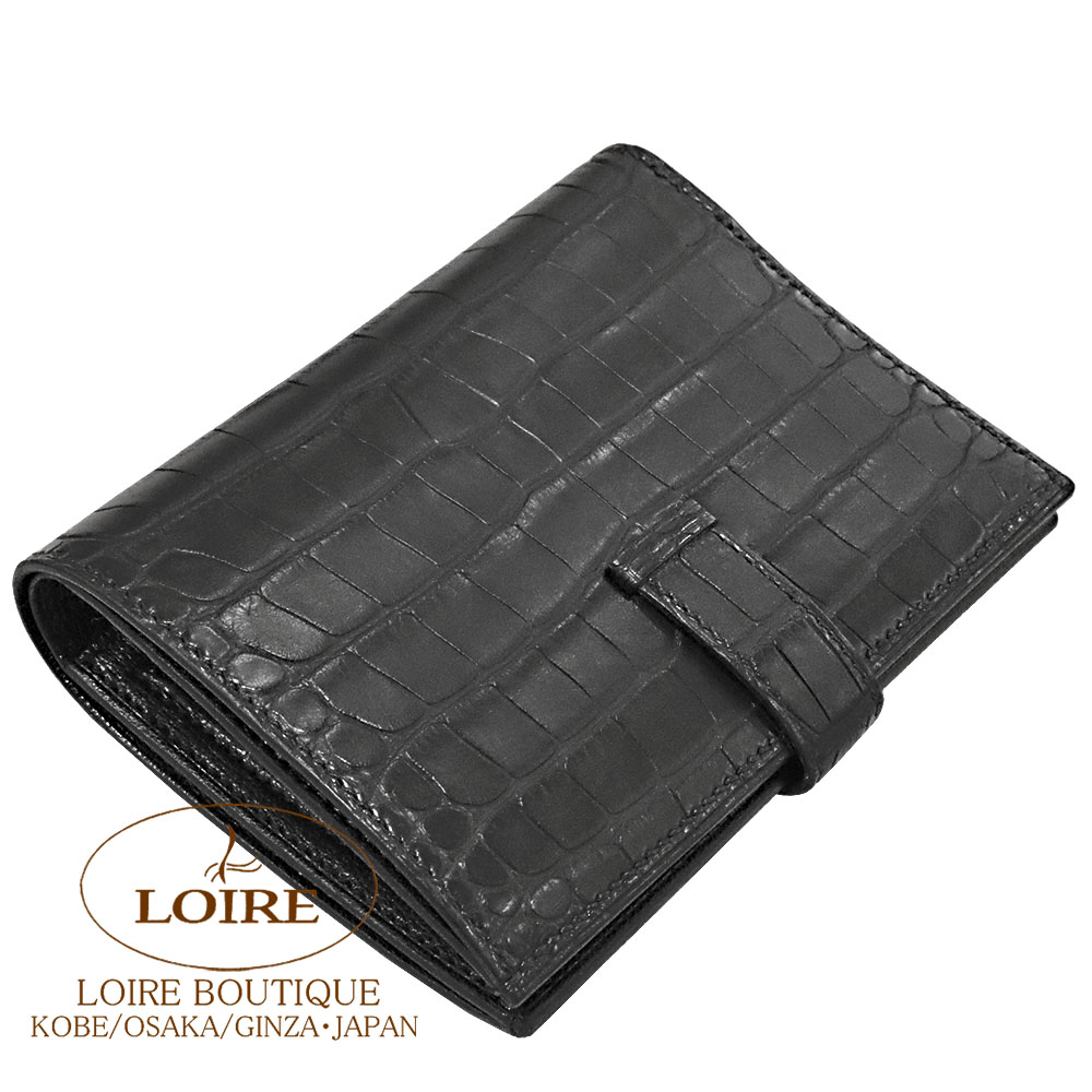 新品・クロコダイルアリゲーター・ベアンコンパクト エルメス<br>ベアン コンパクト<br>クロ<br>クロコダイル アリゲーター