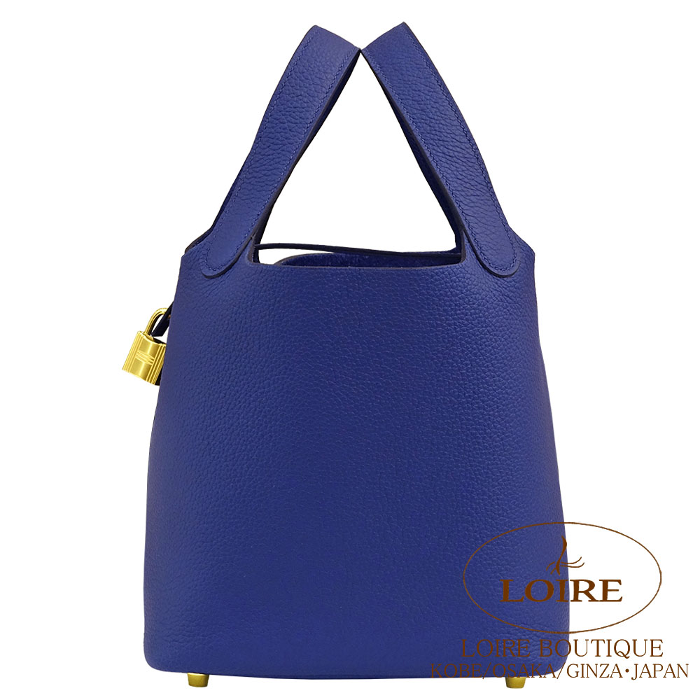 【エルメス】ピコタンロックPM ブルーベール ☆ゴールド金具☆ ツイリー付 ☆ エルメス<br>ピコタンロック PM<br>ブルーサフィール<br>トリヨン