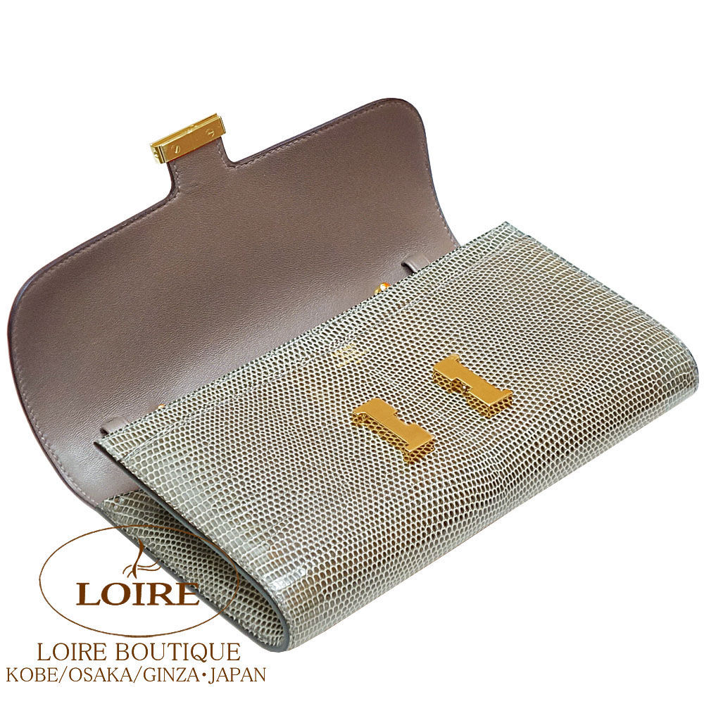 HERMES　リザード ゴールドリング　11 HERMES】エルメス バングル 金メッキ×リザード ゴールド 約31.1g