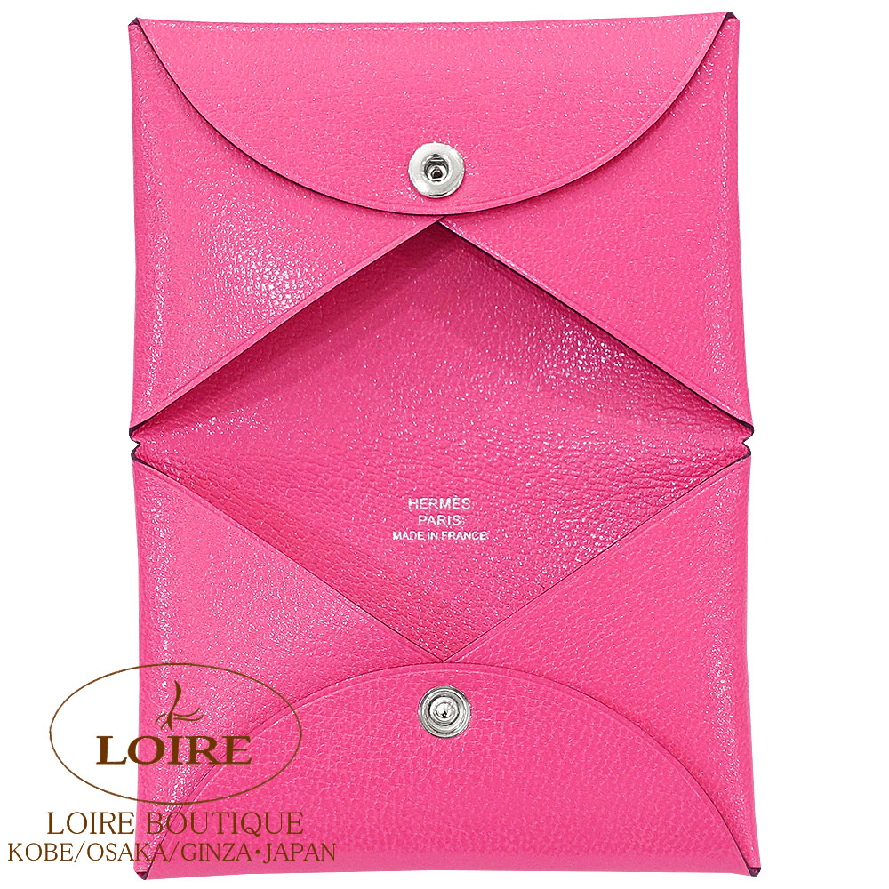 新品未使用　エルメス カルヴィ ローズショッキング　カードケース エルメス<br>カルヴィ カードケース<br>ローズショッキング<br