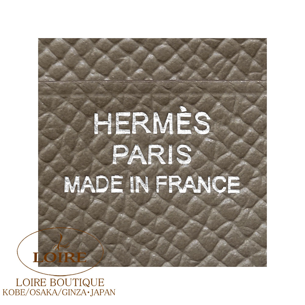 HERMÈS ベアン コンパクト エトゥープ エプソン シルバー金具 Y刻印 HERMES（エルメス） 【新品同様】エルメス ベアンコンパクト エプソン