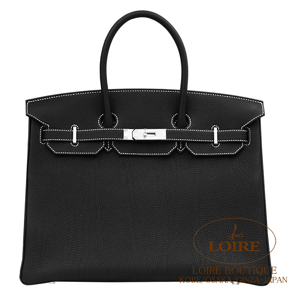 エルメス<br>バーキン 35cm<br>パーソナル<br>クロ(シロステッチ)<br>トゴ<br>シルバー金具